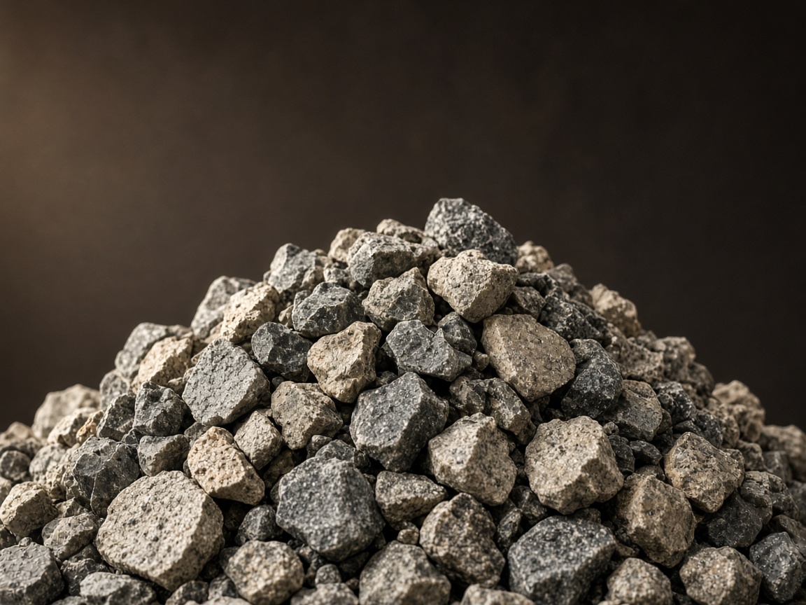Crushed grey industrial stone