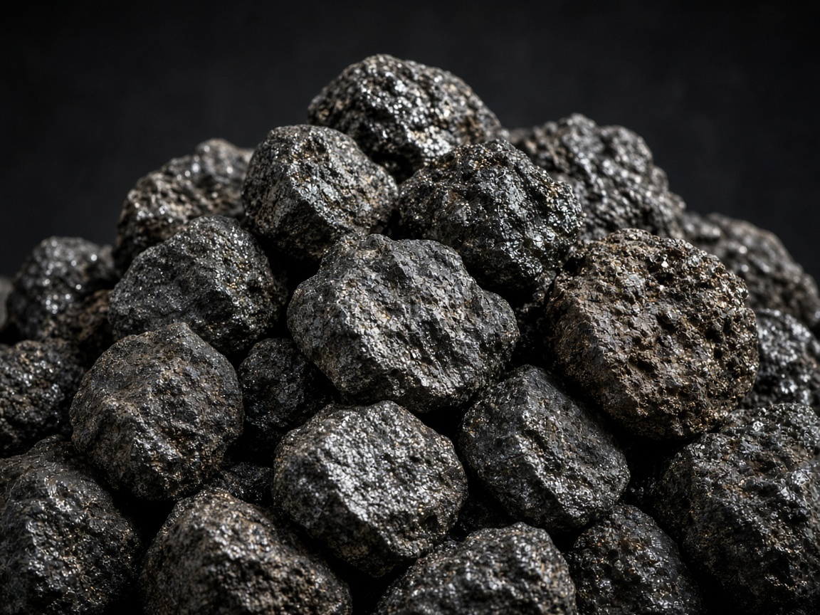 Dark metallic manganese ore